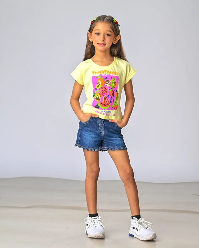 Graphic tee, denim shorts — Kidswear at A1 Bazaar